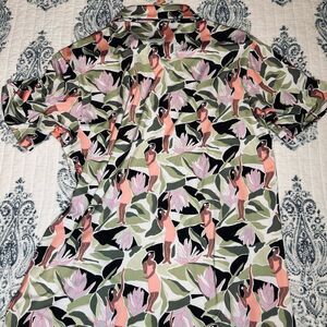 Bad Birdie Polo Shirt Mens Medium Green Hula Dancer Tropical Golf Performance